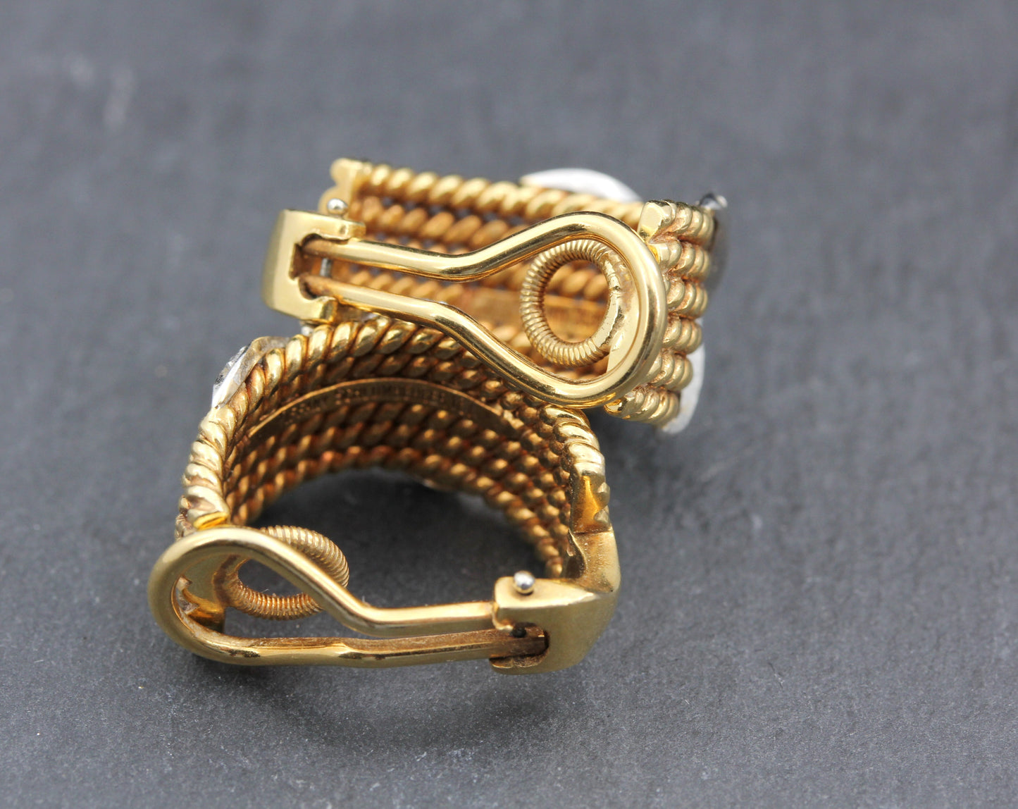 TIFFANY & CO. / SCHLUMBERGER Rope OHRCLIPS mit BRILLANTEN | 750er Gold