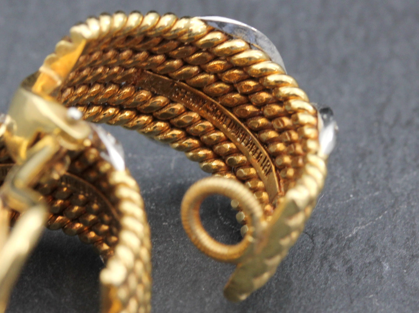 TIFFANY & CO. / SCHLUMBERGER Rope OHRCLIPS mit BRILLANTEN | 750er Gold