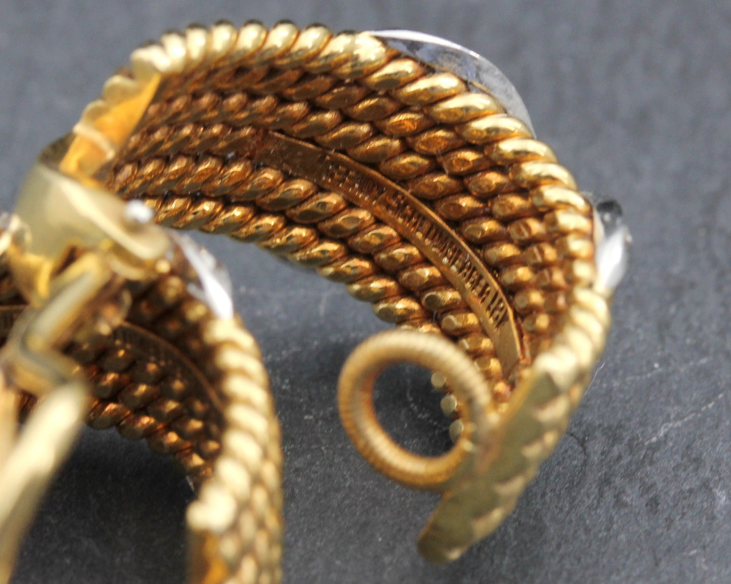 TIFFANY & CO. / SCHLUMBERGER Rope OHRCLIPS mit BRILLANTEN | 750er Gold