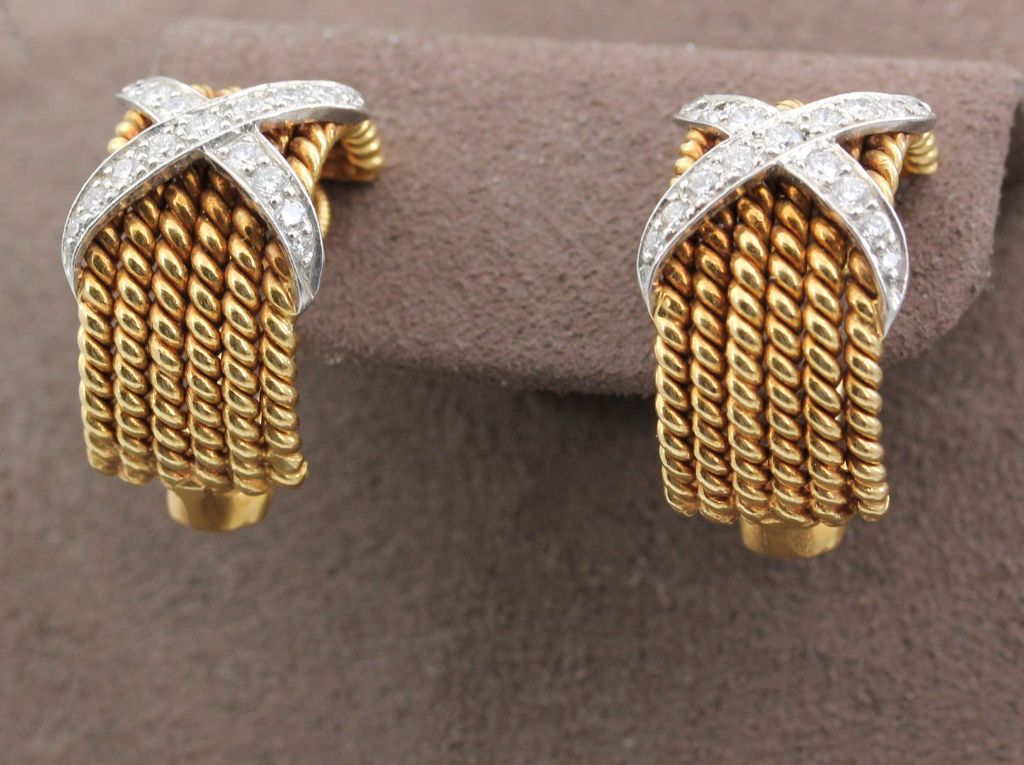 TIFFANY & CO. / SCHLUMBERGER Rope OHRCLIPS mit BRILLANTEN | 750er Gold