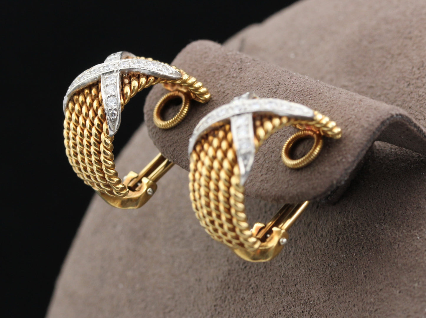 TIFFANY & CO. / SCHLUMBERGER Rope OHRCLIPS mit BRILLANTEN | 750er Gold
