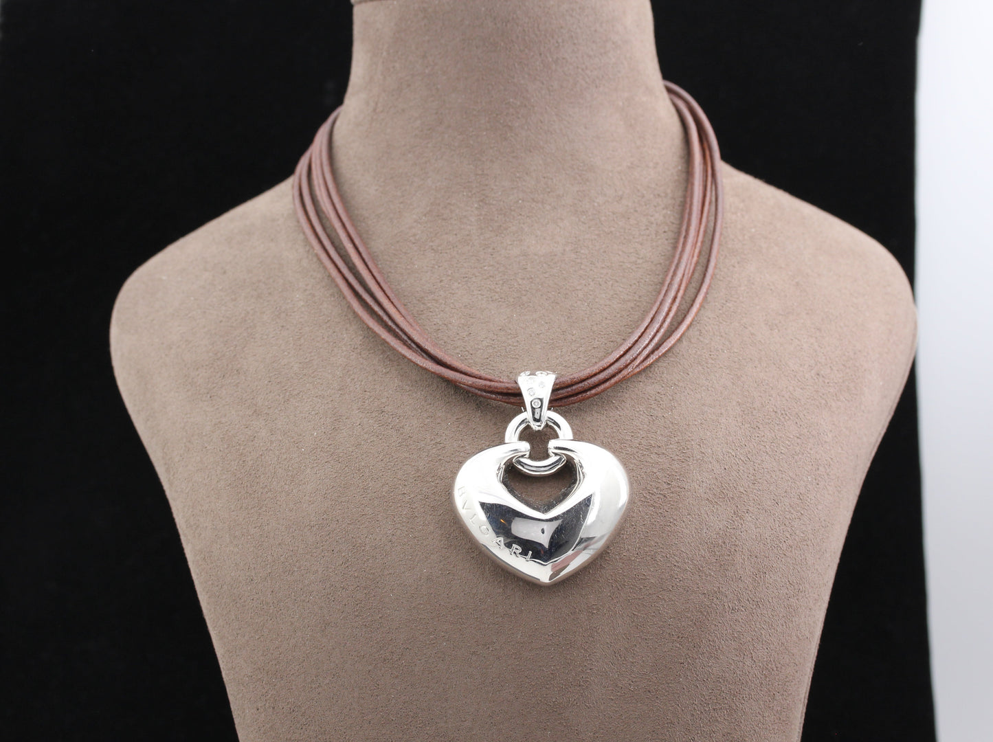 BVLGARI BULGARI Designer ANHÄNGER Puffed Heart mit BRILLANTEN | 750 Weißgold