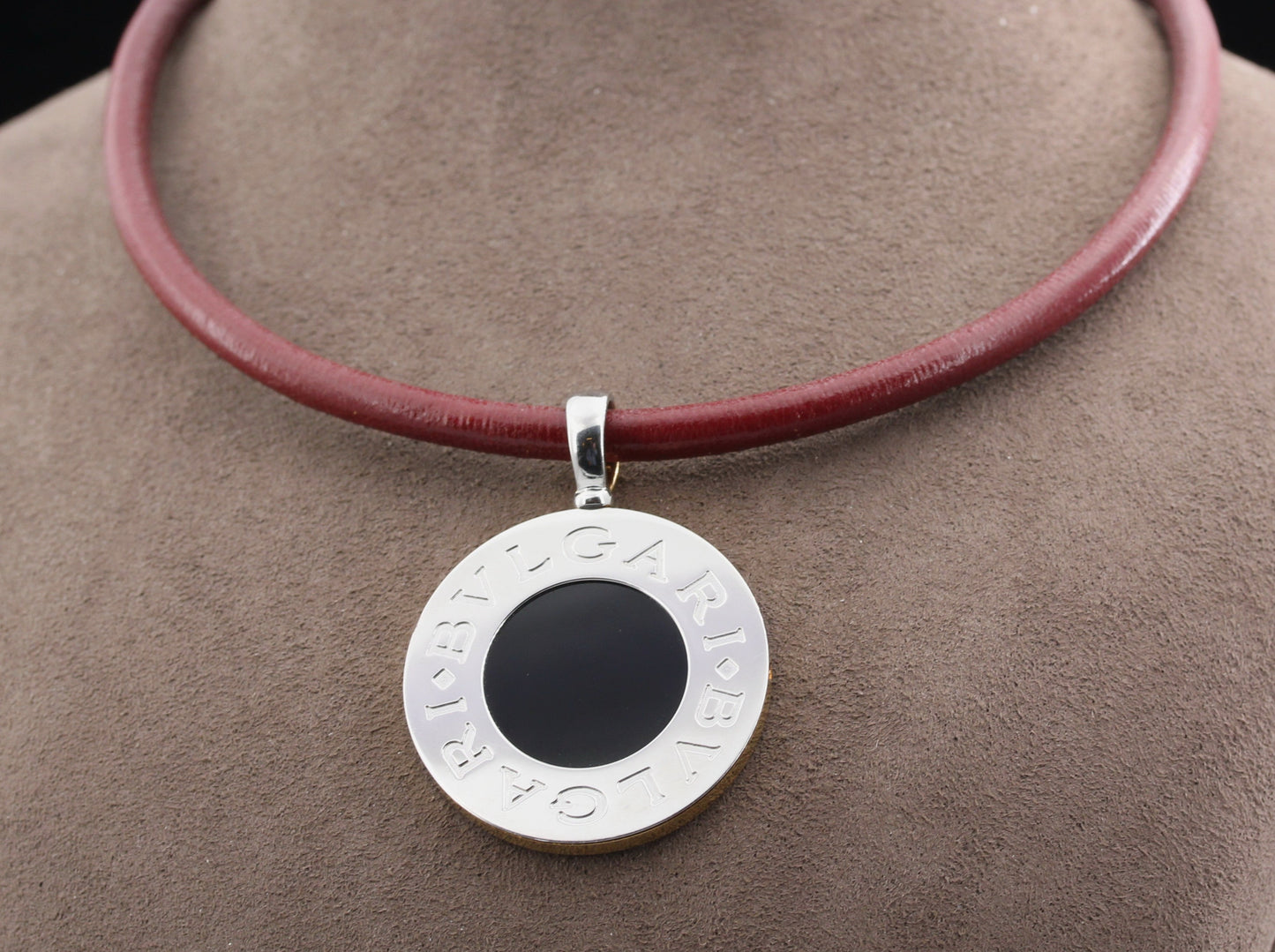 BVLGARI BULGARI Designer ANHÄNGER mit ONYX & NEPHRIT | 750 Gold & Edelstahl
