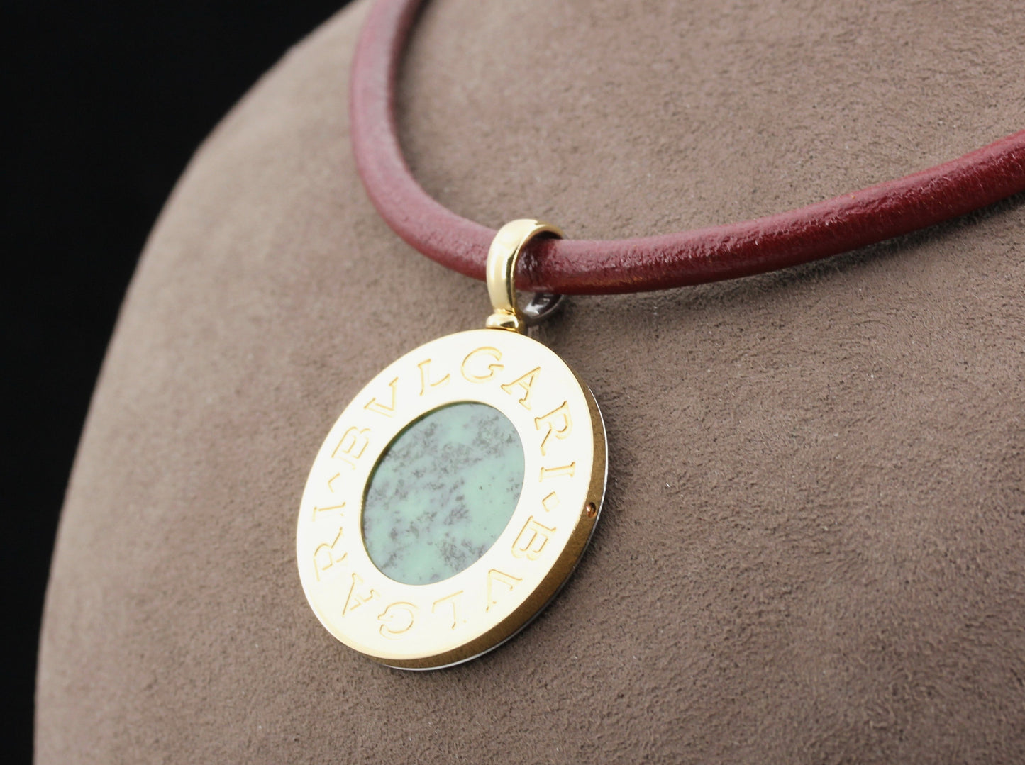 BVLGARI BULGARI Designer ANHÄNGER mit ONYX & NEPHRIT | 750 Gold & Edelstahl