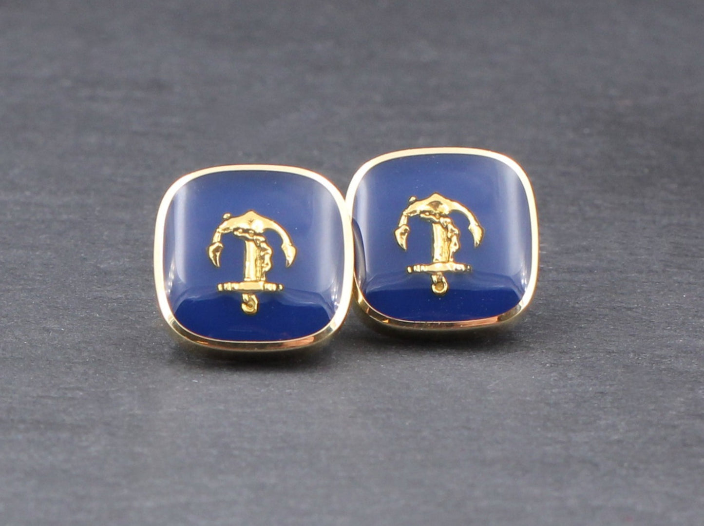 WEMPE Maritime MANSCHETTENKNÖPFE / CUFFLINKS | Anker | Emaille | 750er Gelbgold