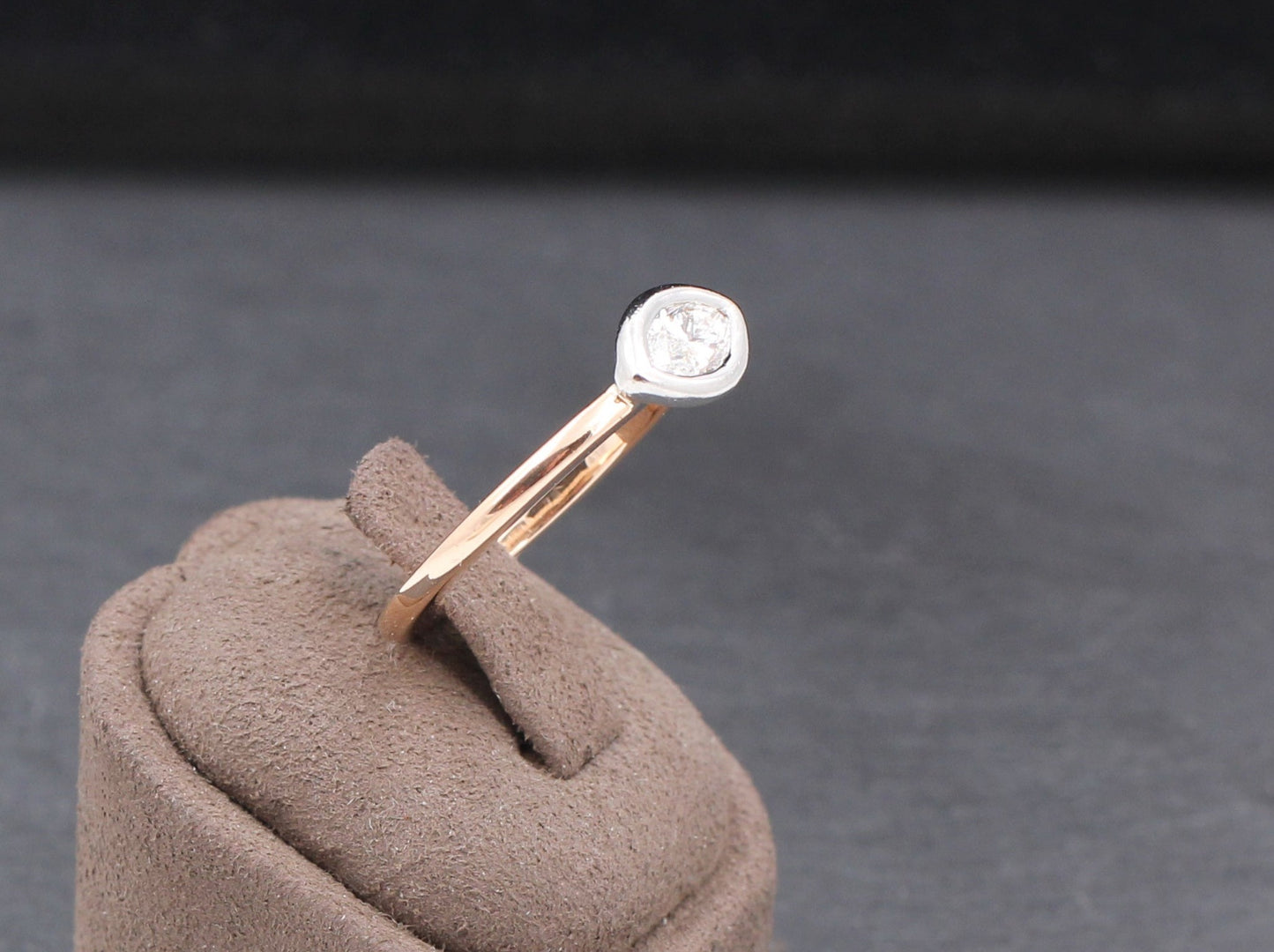 HENRICH & DENZEL Designer RING mit DIAMANT Navette | Platin & 750er Roségold