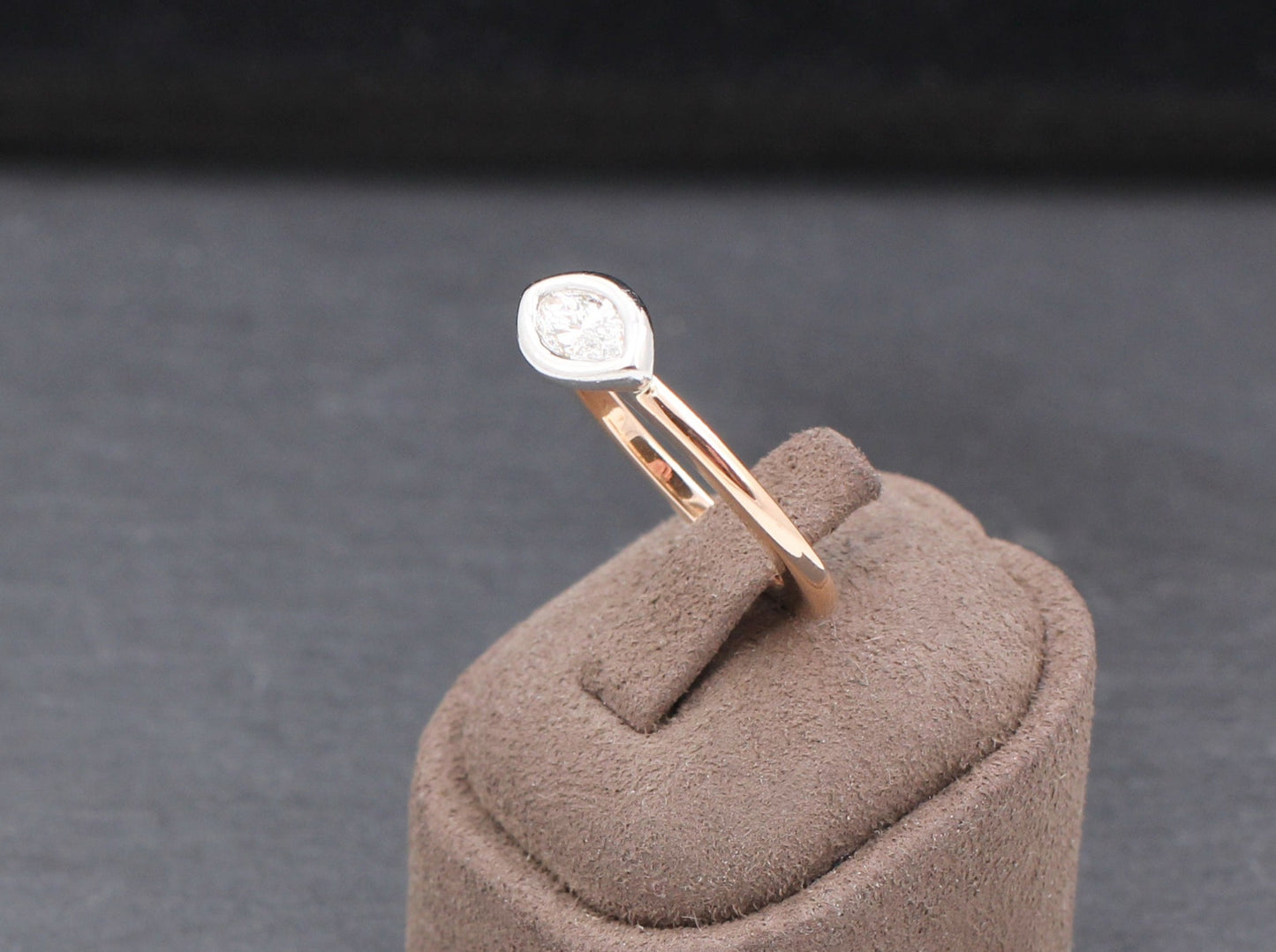 HENRICH & DENZEL Designer RING mit DIAMANT Navette | Platin & 750er Roségold