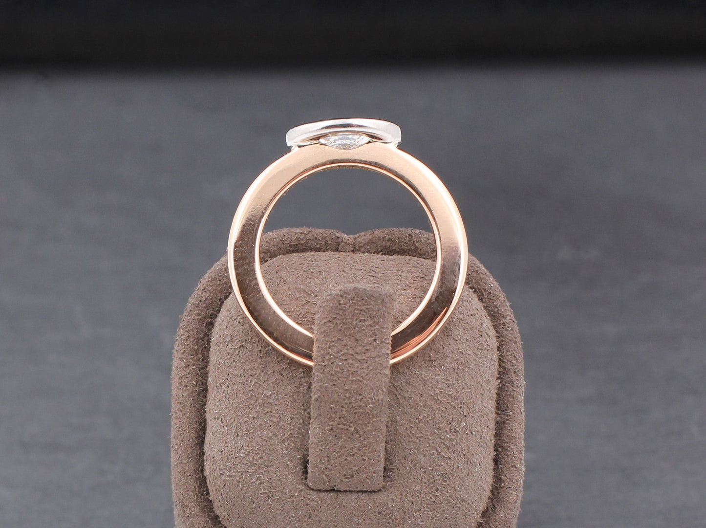 HENRICH & DENZEL Designer RING mit DIAMANT Navette | Platin & 750er Roségold