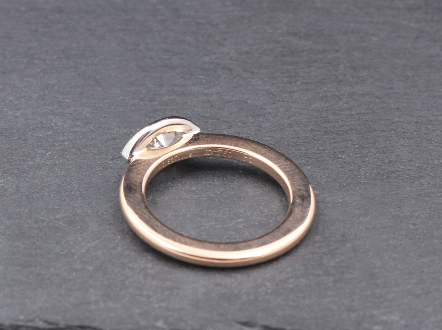HENRICH & DENZEL Designer RING mit DIAMANT Navette | Platin & 750er Roségold