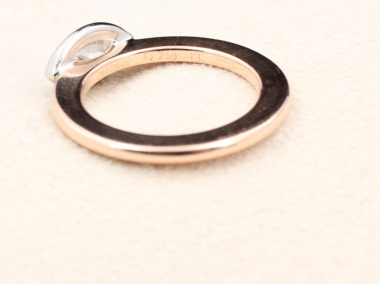 HENRICH & DENZEL Designer RING mit DIAMANT Navette | Platin & 750er Roségold