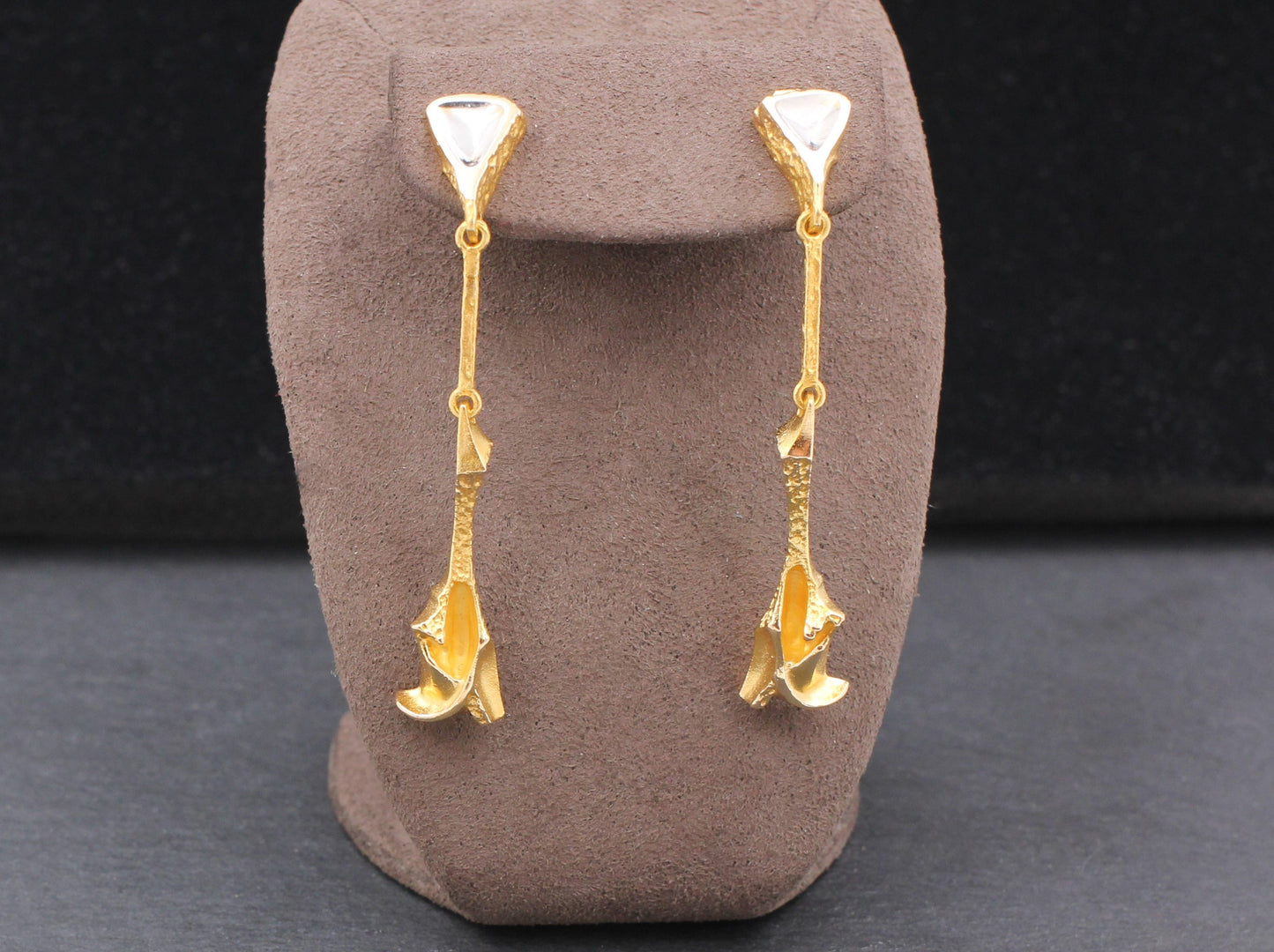 LAPPONIA lange Designer OHRSTECKER | Björn Weckström | 585er Gelb- & Weißgold