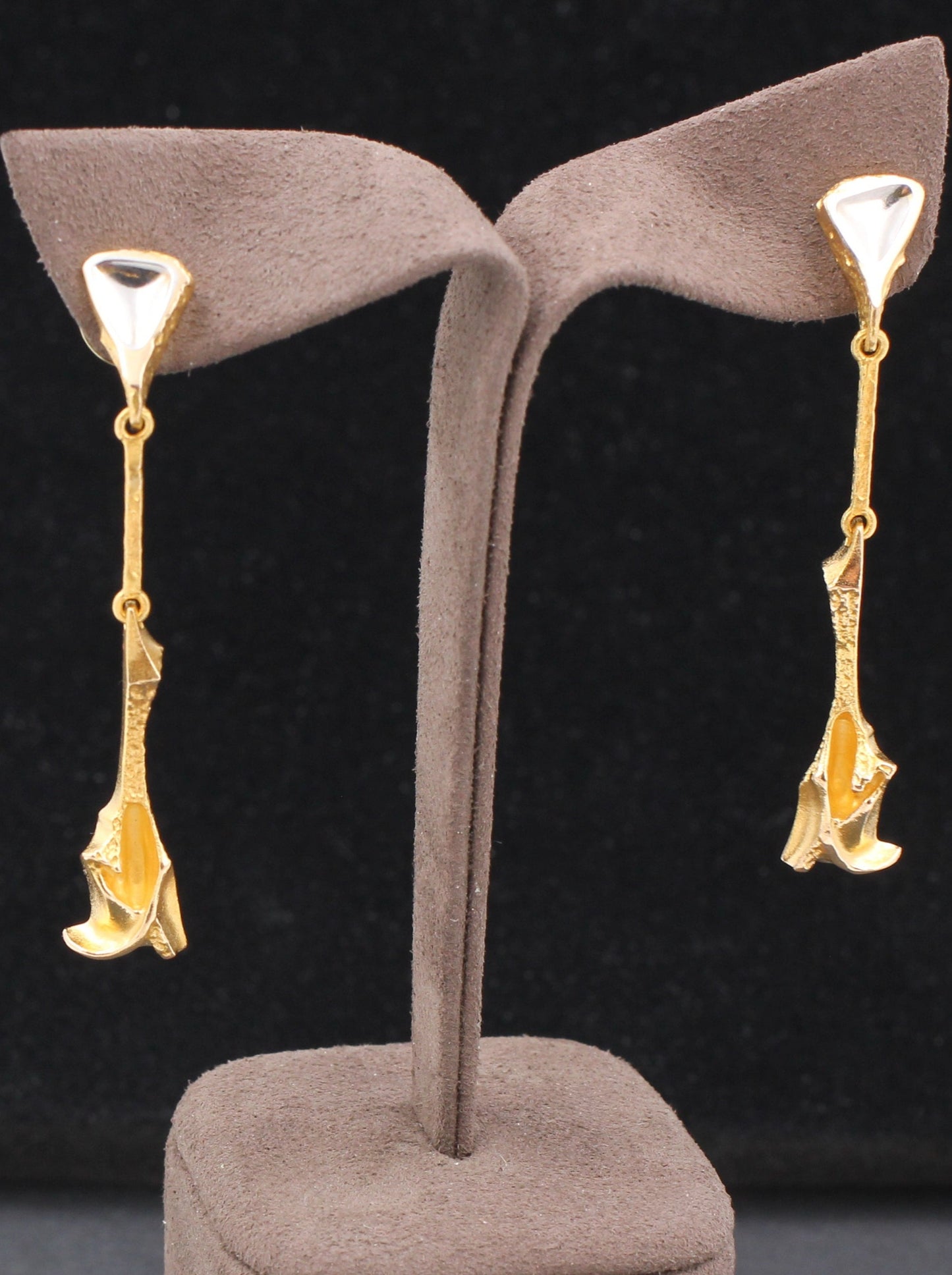 LAPPONIA lange Designer OHRSTECKER | Björn Weckström | 585er Gelb- & Weißgold