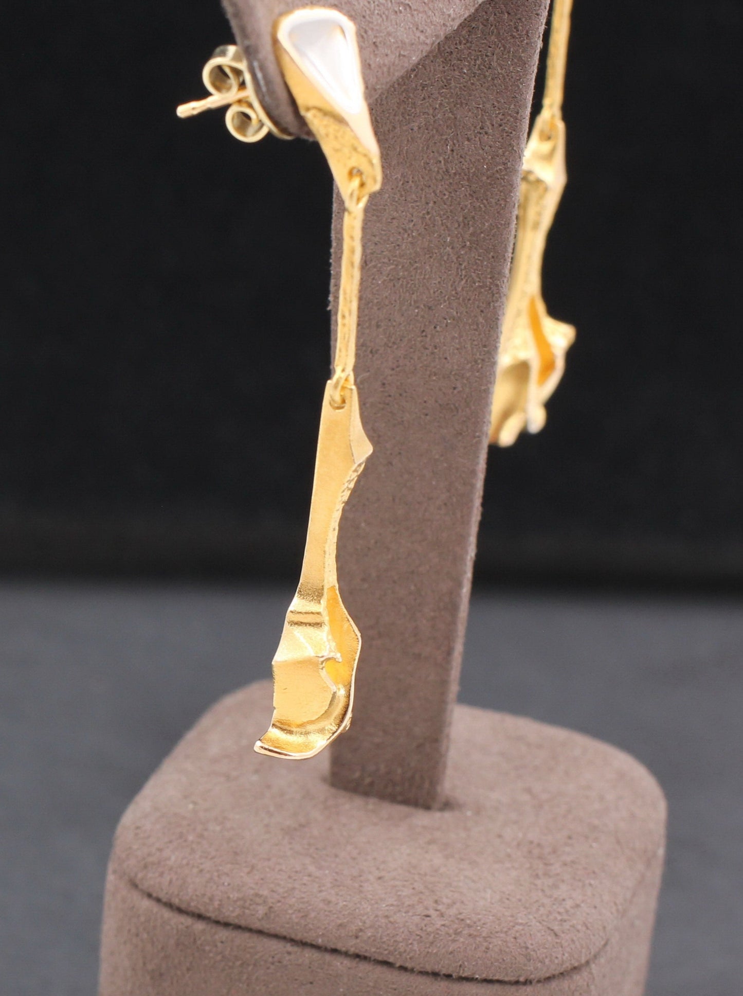 LAPPONIA lange Designer OHRSTECKER | Björn Weckström | 585er Gelb- & Weißgold