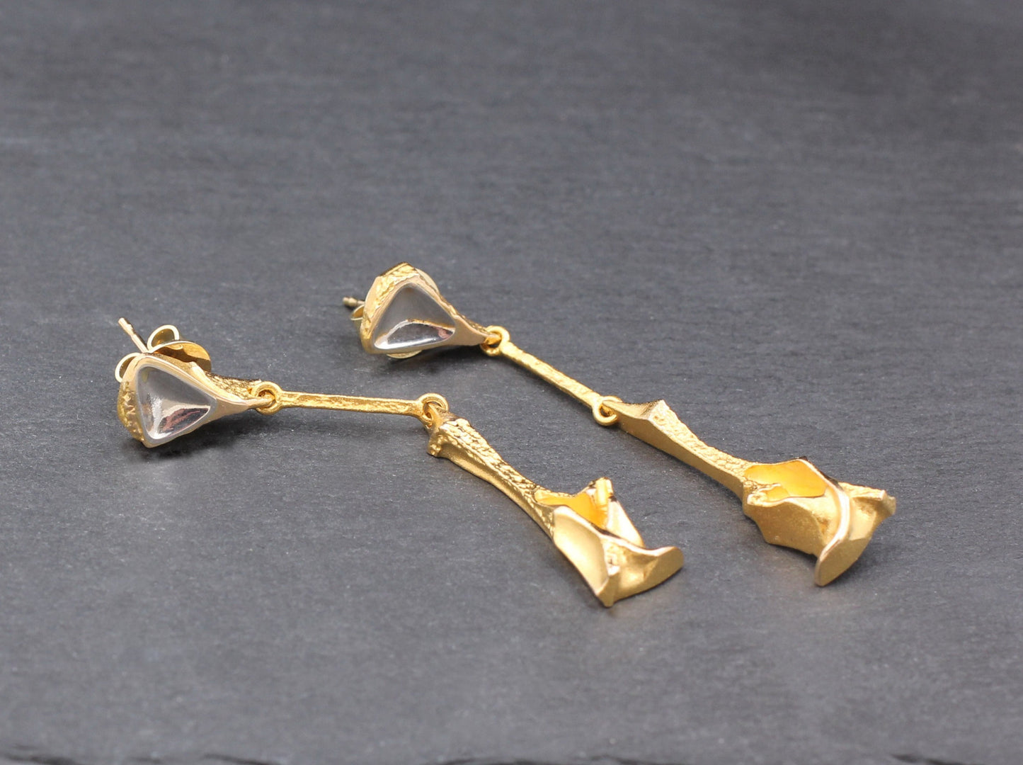 LAPPONIA lange Designer OHRSTECKER | Björn Weckström | 585er Gelb- & Weißgold