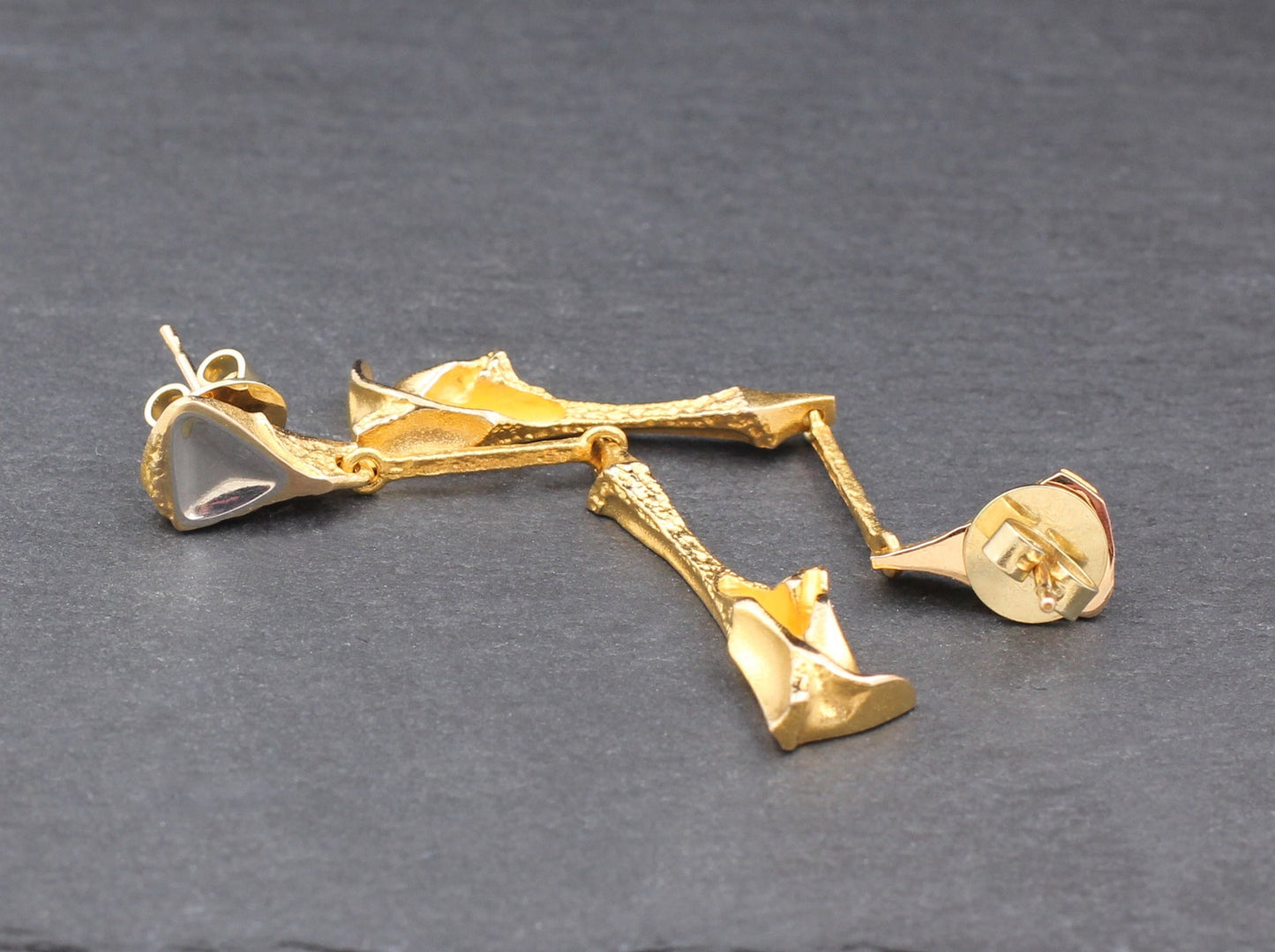 LAPPONIA lange Designer OHRSTECKER | Björn Weckström | 585er Gelb- & Weißgold