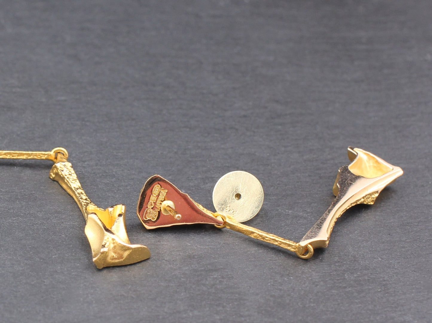 LAPPONIA lange Designer OHRSTECKER | Björn Weckström | 585er Gelb- & Weißgold