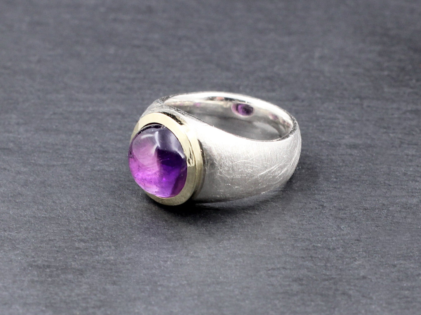 Ausgefallender RING mit AMETHYST | 925 Silber & Gold | GOLDSCHMIEDEARBEIT