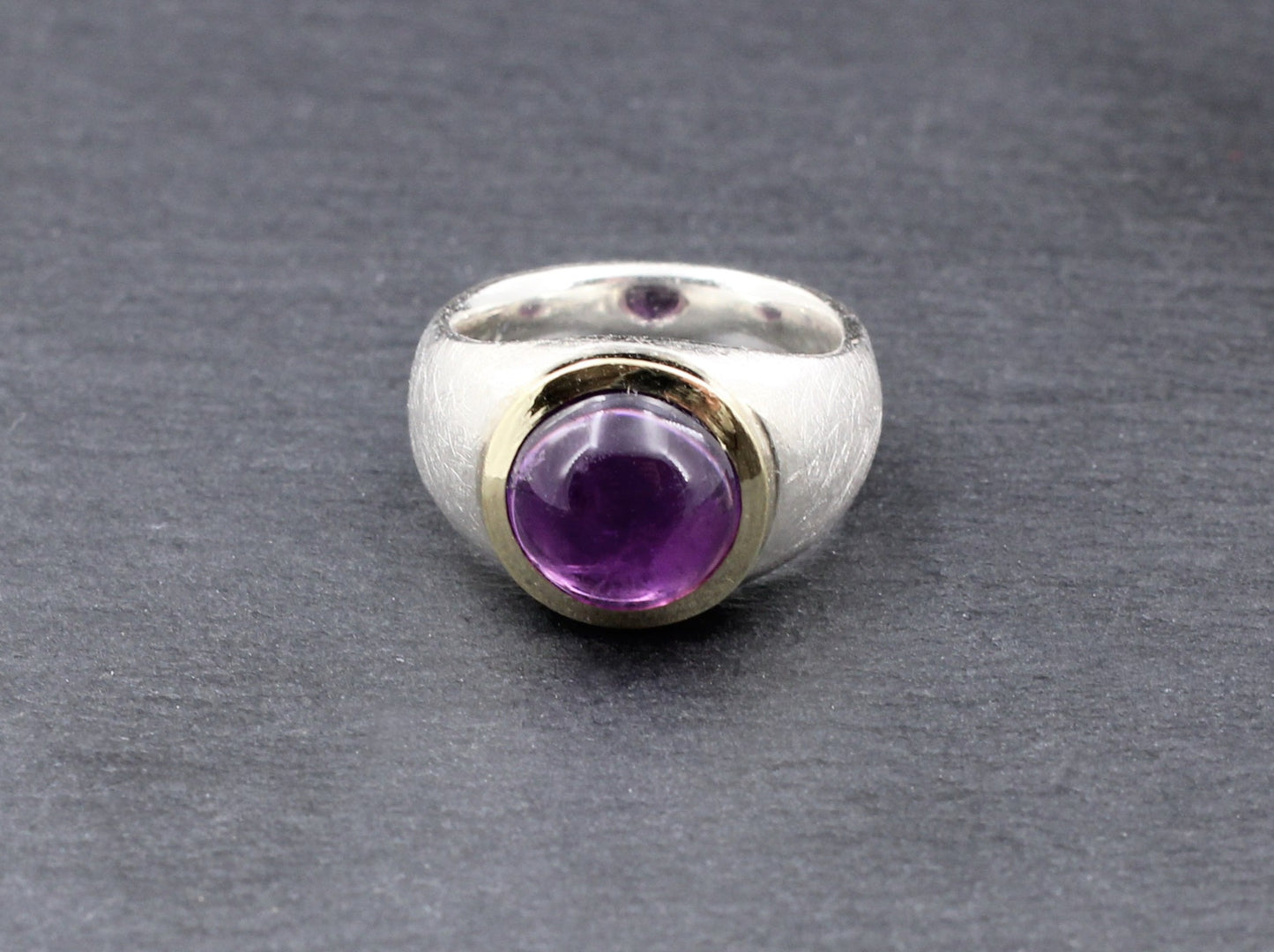 Ausgefallender RING mit AMETHYST | 925 Silber & Gold | GOLDSCHMIEDEARBEIT