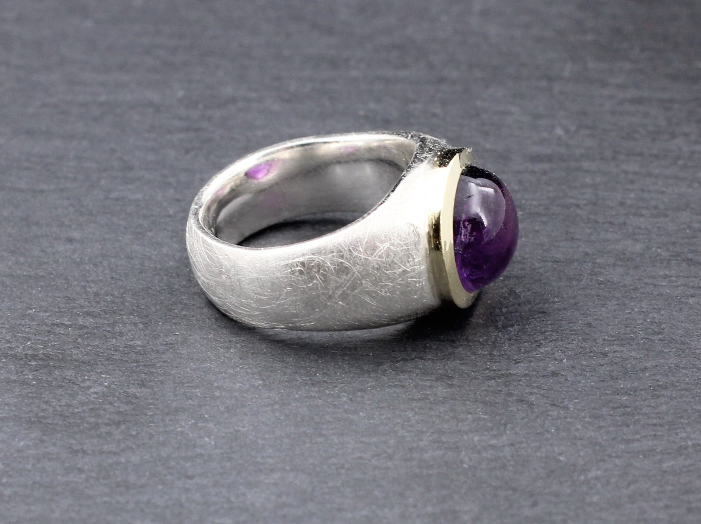 Ausgefallender RING mit AMETHYST | 925 Silber & Gold | GOLDSCHMIEDEARBEIT
