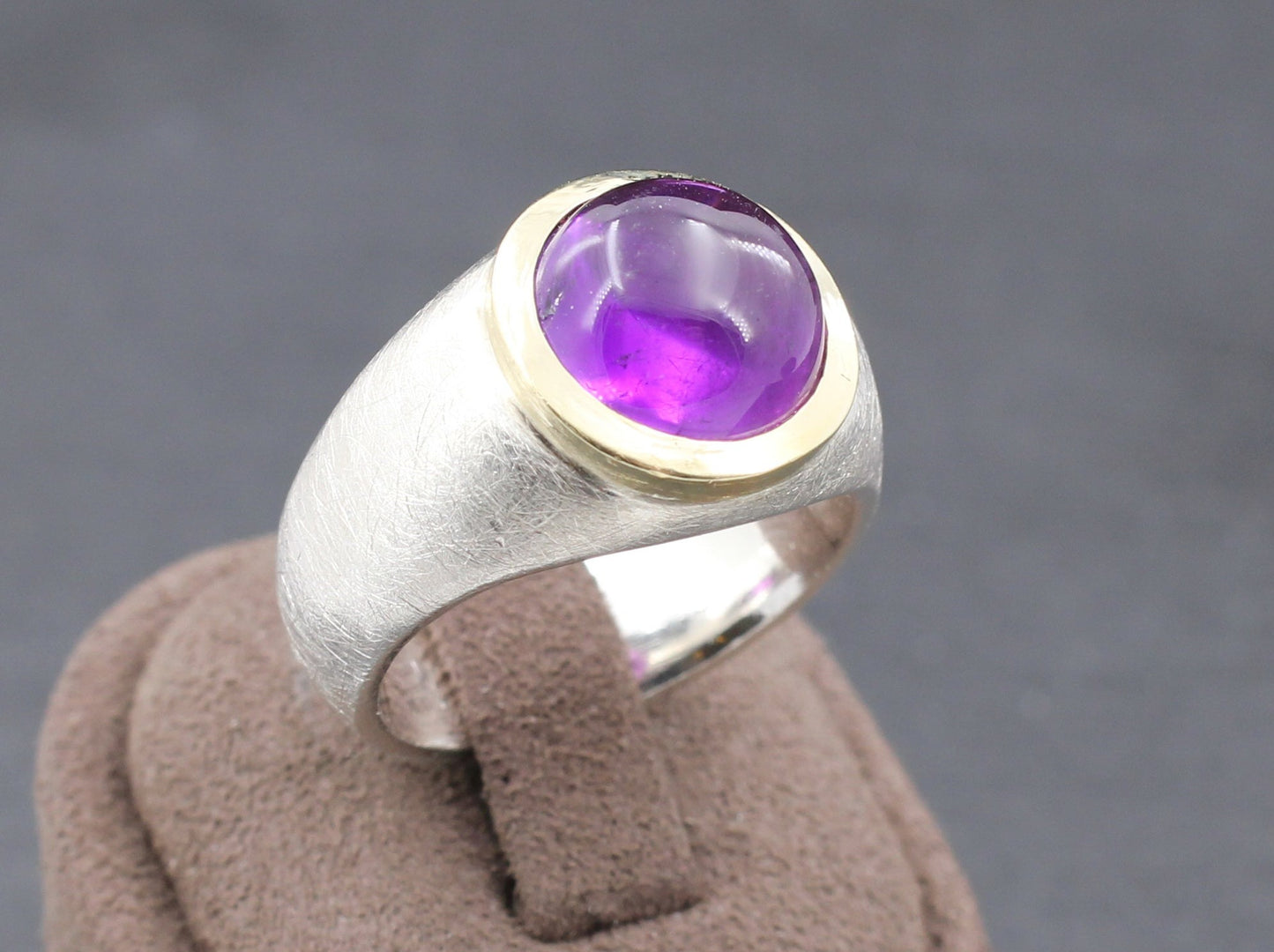 Ausgefallender RING mit AMETHYST | 925 Silber & Gold | GOLDSCHMIEDEARBEIT