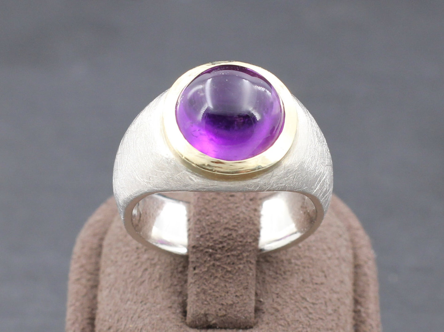 Ausgefallender RING mit AMETHYST | 925 Silber & Gold | GOLDSCHMIEDEARBEIT