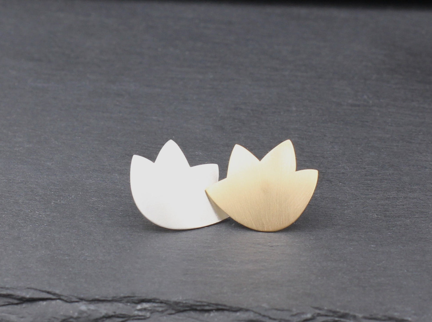 Designer OHRSTECKER | 950 Platin & 750 Gold, mattiert | GOLDSCHMIEDEARBEIT