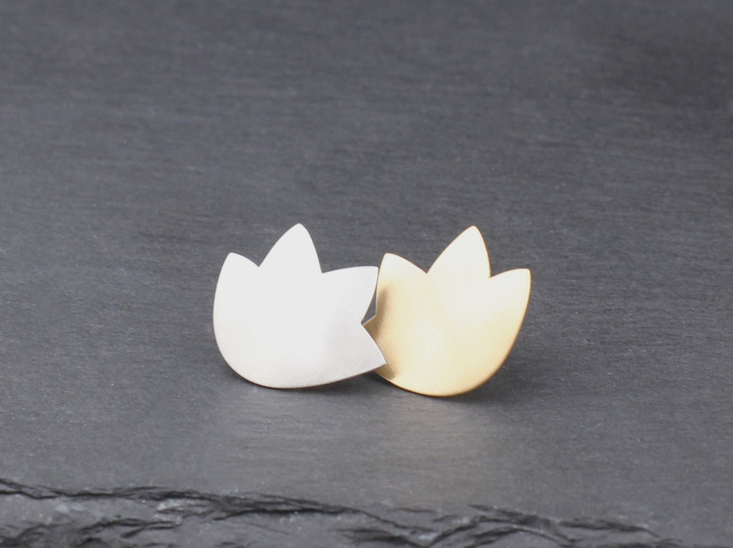 Designer OHRSTECKER | 950 Platin & 750 Gold, mattiert | GOLDSCHMIEDEARBEIT