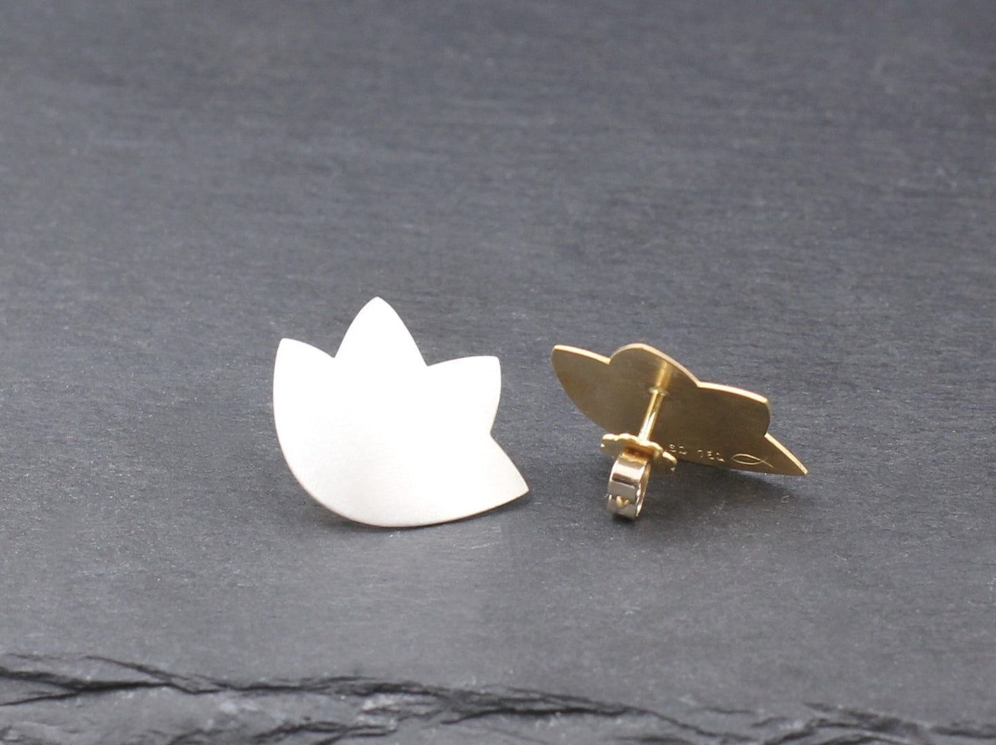 Designer OHRSTECKER | 950 Platin & 750 Gold, mattiert | GOLDSCHMIEDEARBEIT