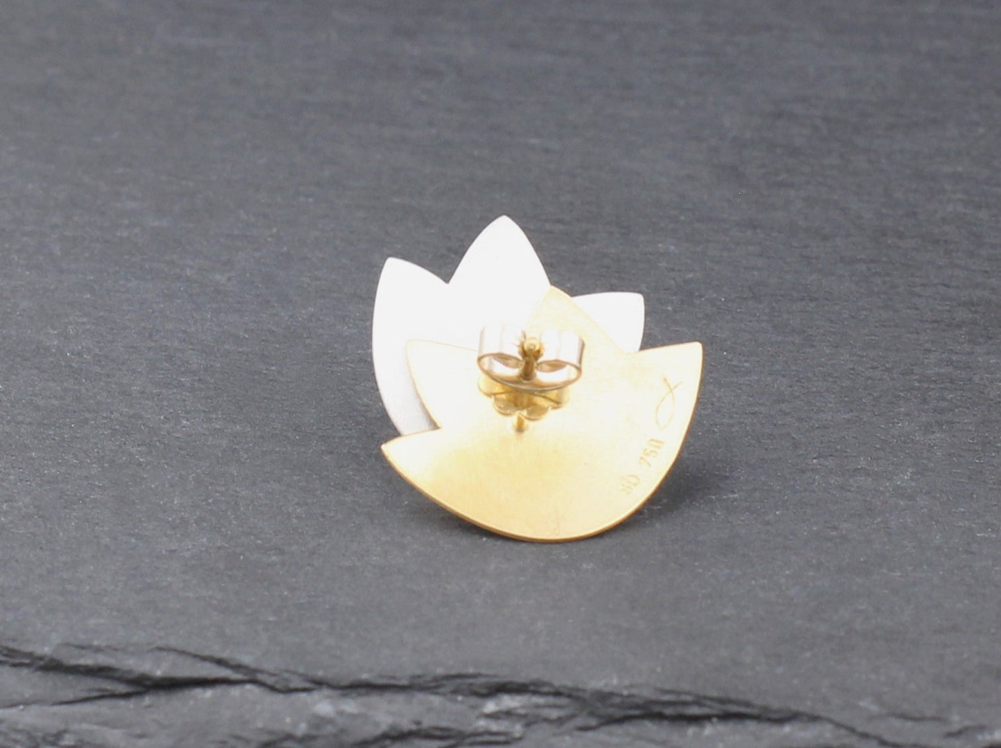 Designer OHRSTECKER | 950 Platin & 750 Gold, mattiert | GOLDSCHMIEDEARBEIT