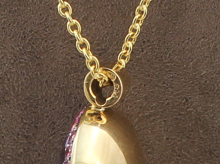 Wunderschöner ANHÄNGER mit AMETHYST & TURMALIN + Kette | GOLDSCHMIEDEARBEIT | 750er Gold