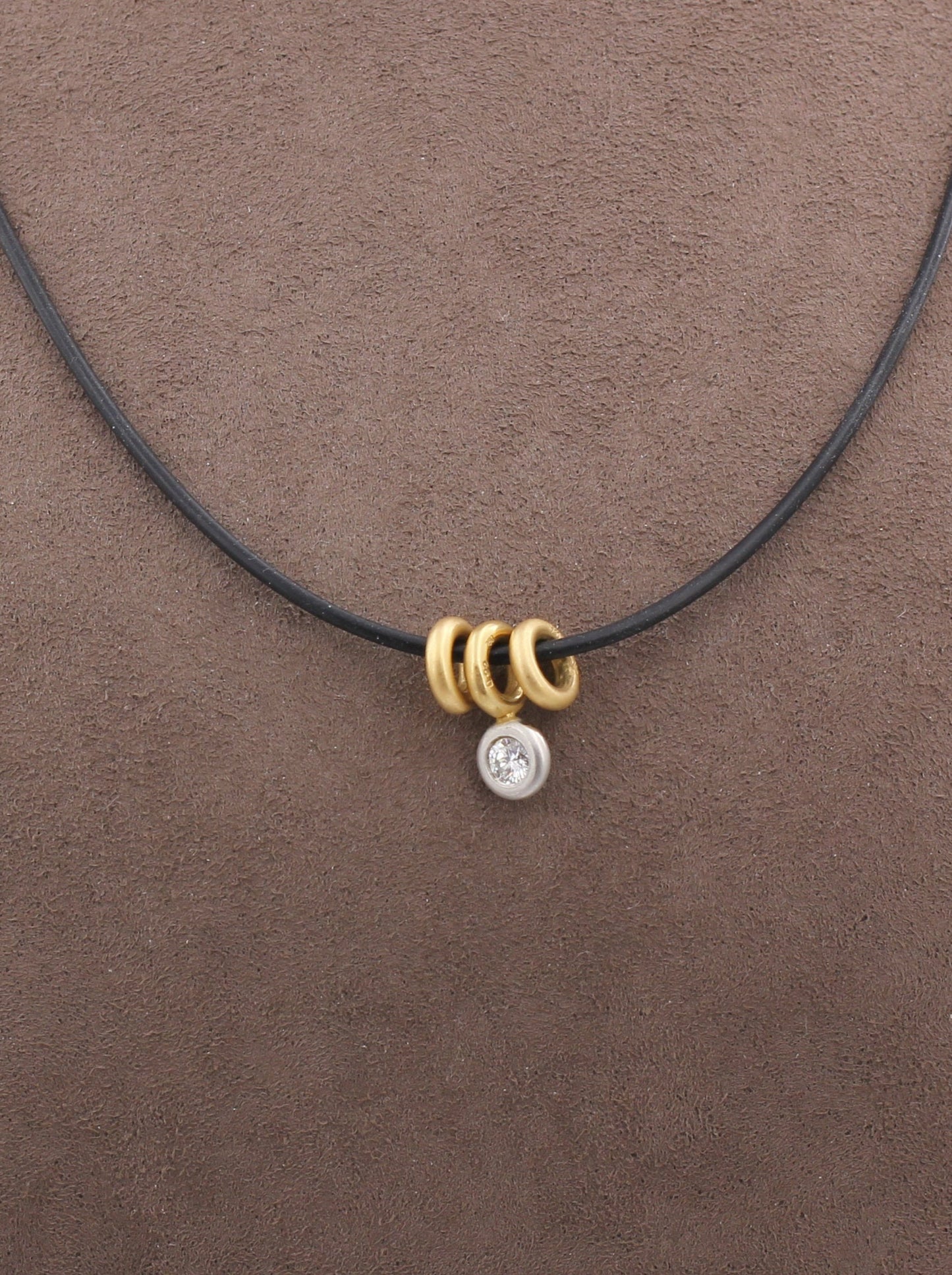 BUNZ Designer HALSREIF + BRILLANTANHÄNGER & DONUTS | 1,4mm / 42cm | Gold & Platin