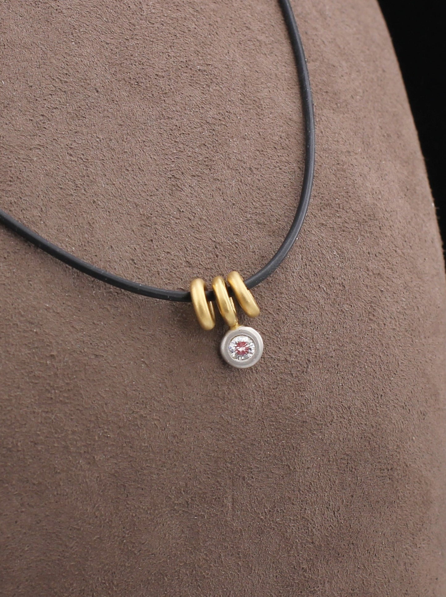BUNZ Designer HALSREIF + BRILLANTANHÄNGER & DONUTS | 1,4mm / 42cm | Gold & Platin
