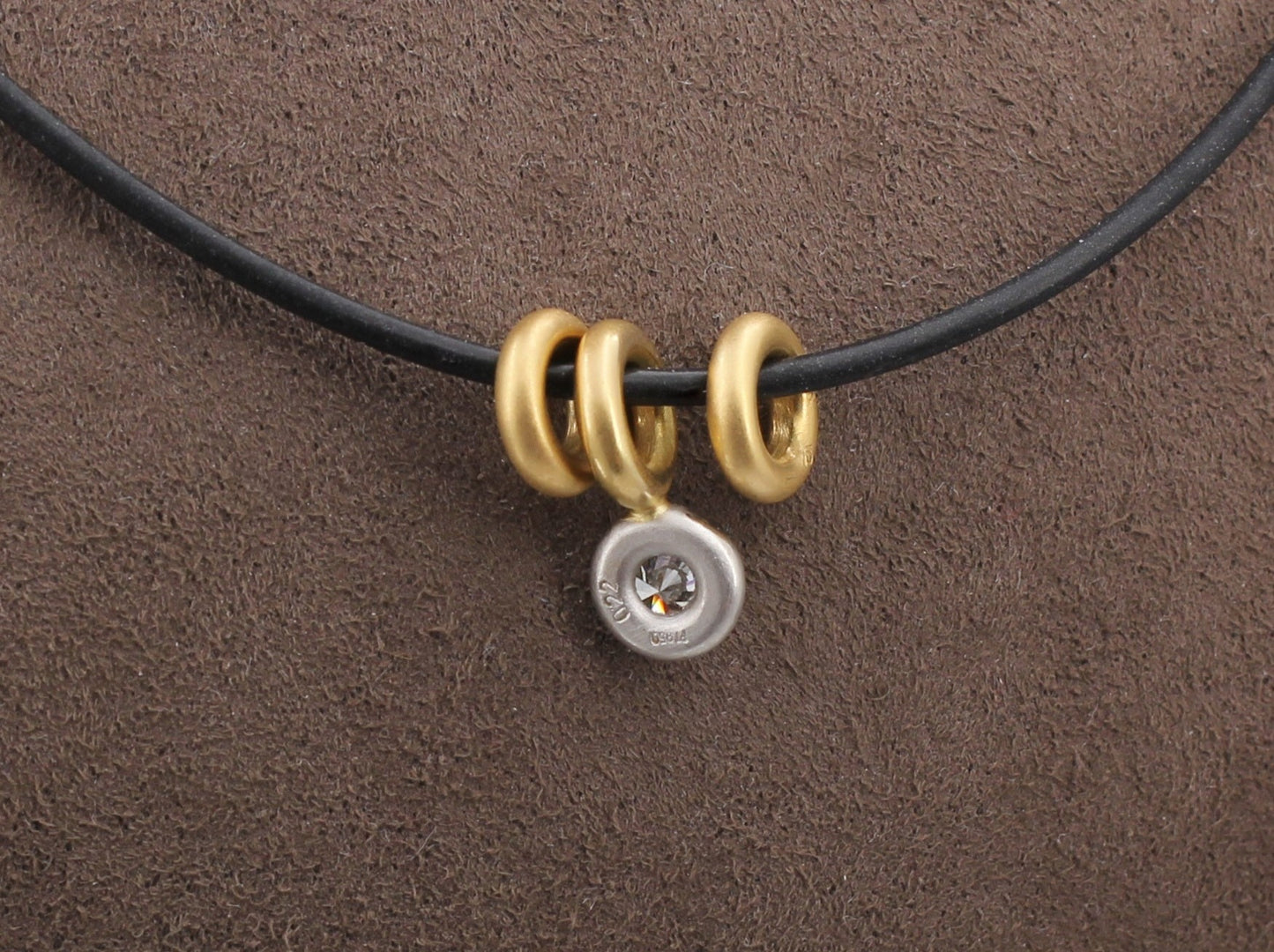 BUNZ Designer HALSREIF + BRILLANTANHÄNGER & DONUTS | 1,4mm / 42cm | Gold & Platin