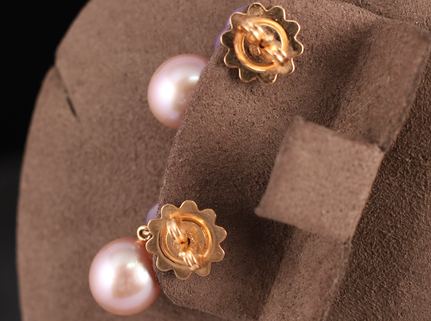 MIMI Designer OHRSTECKER mit LAVENDELJADE & PERLE | 750er Roségold