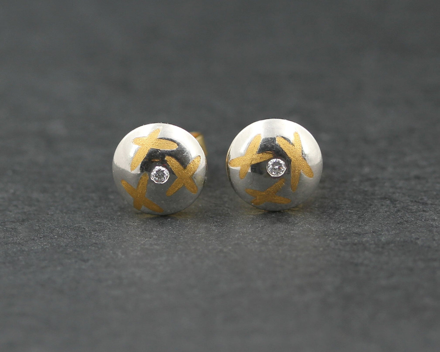 Exklusive Goldschmiede OHRSTECKER mit BRILLANTEN | 950 Platin & 750er Gold