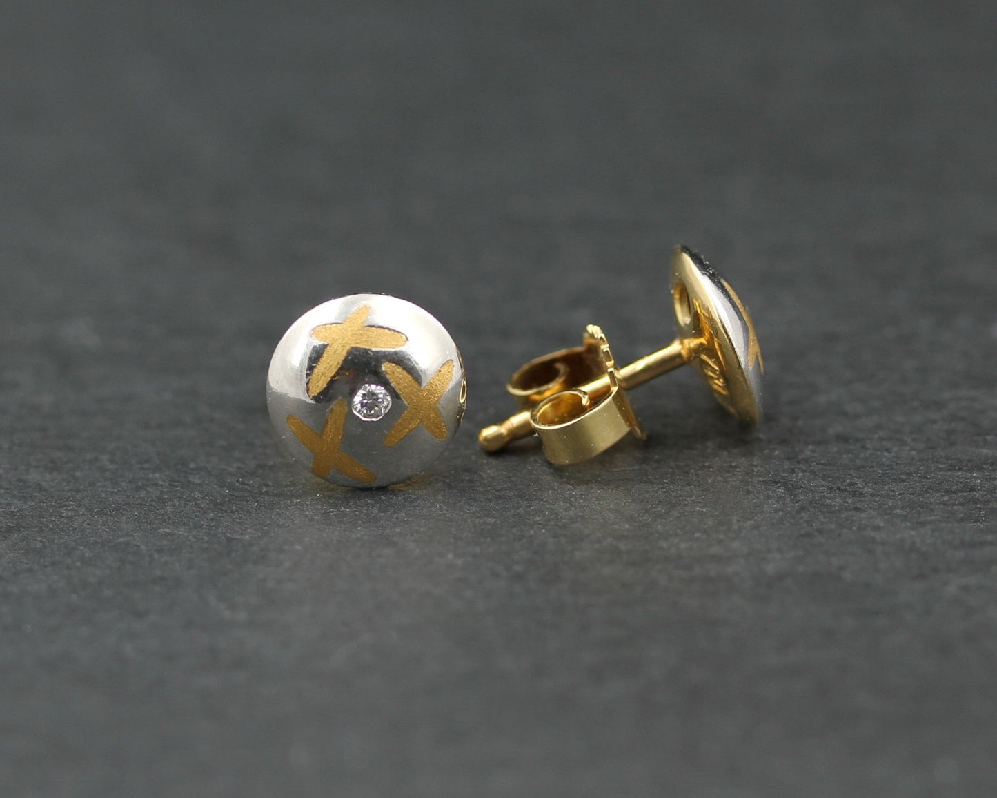 Exklusive Goldschmiede OHRSTECKER mit BRILLANTEN | 950 Platin & 750er Gold