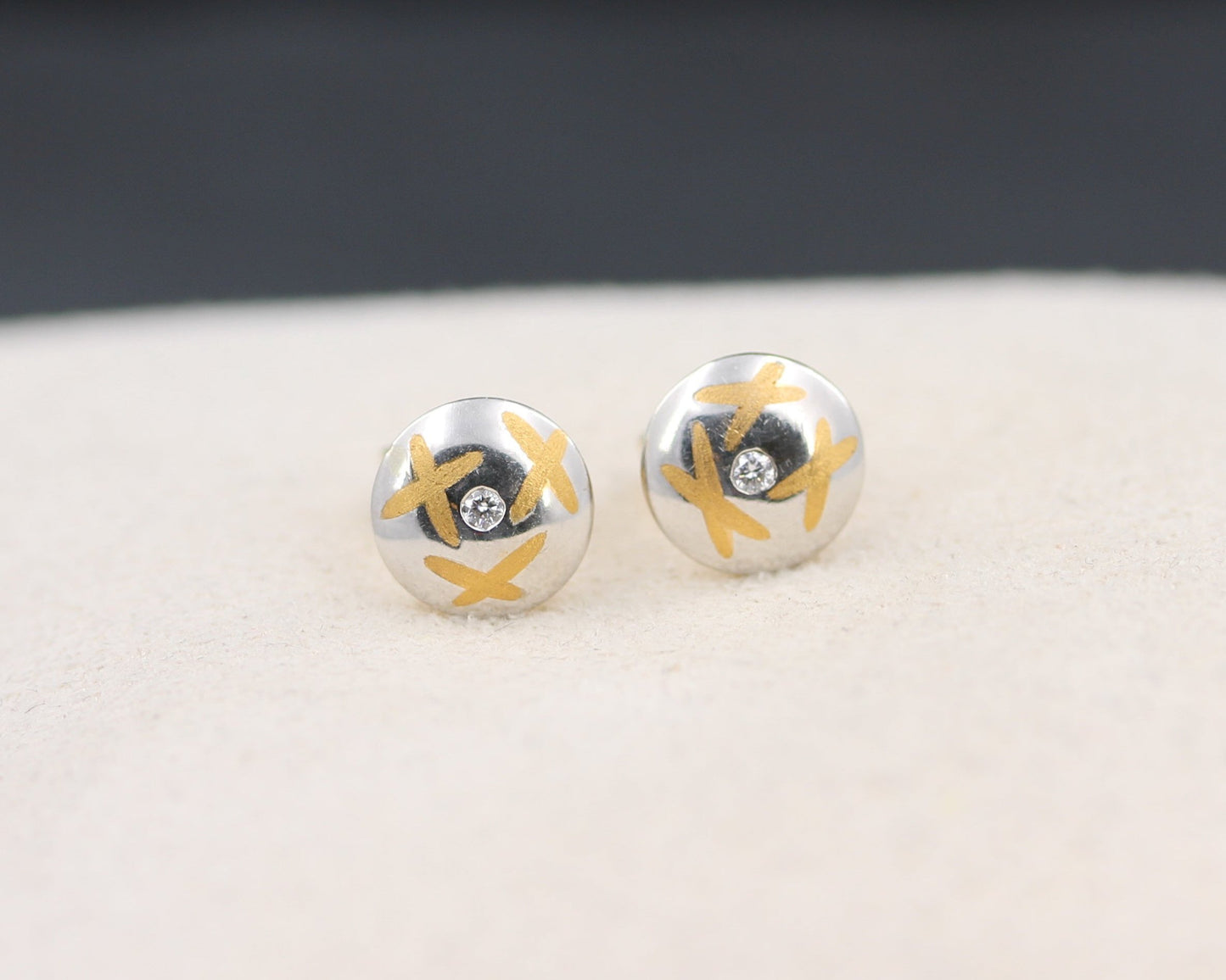 Exklusive Goldschmiede OHRSTECKER mit BRILLANTEN | 950 Platin & 750er Gold