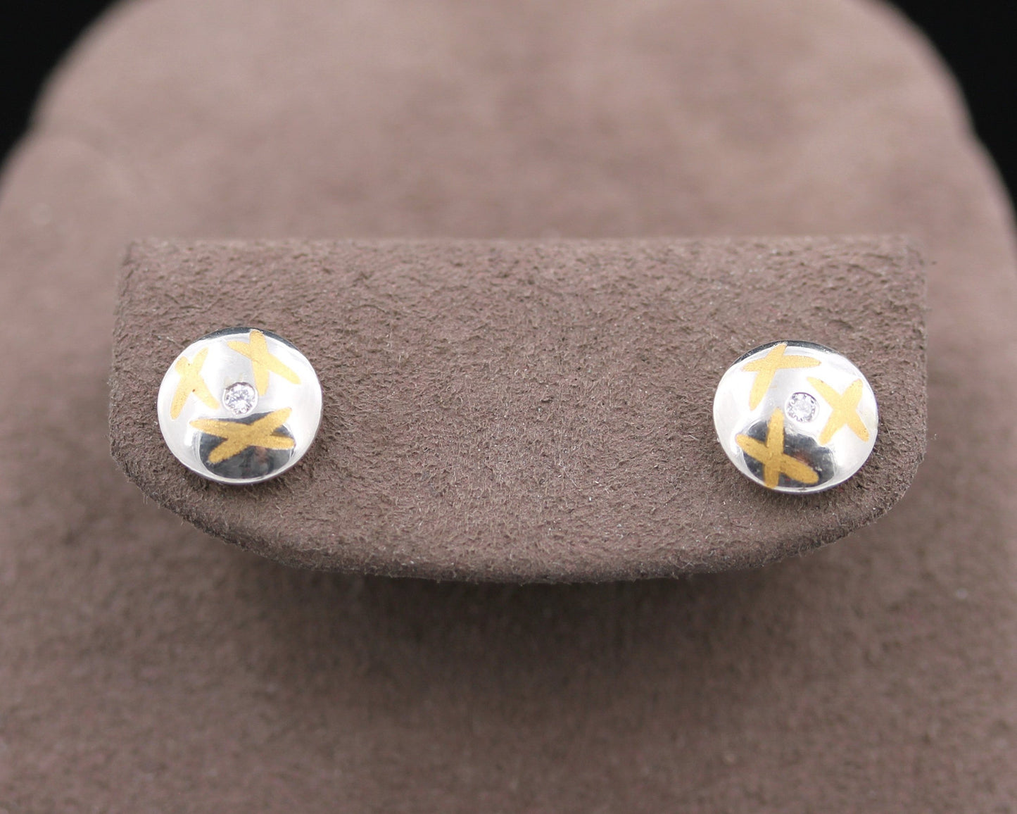 Exklusive Goldschmiede OHRSTECKER mit BRILLANTEN | 950 Platin & 750er Gold