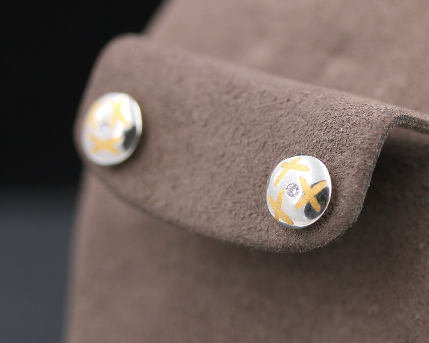 Exklusive Goldschmiede OHRSTECKER mit BRILLANTEN | 950 Platin & 750er Gold