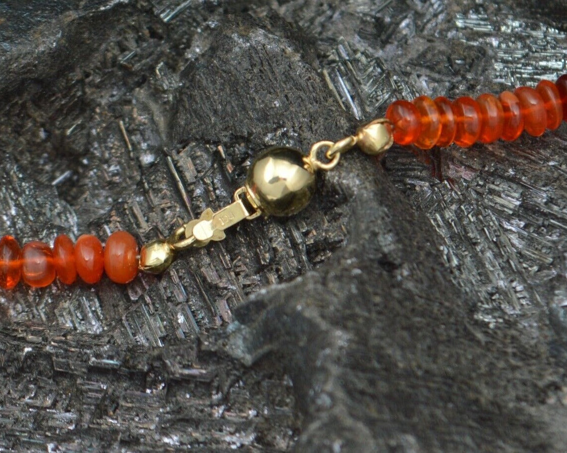 Wunderschöne zarte KETTE mit FEUEROPALEN | 585er Gold Kugelschließe