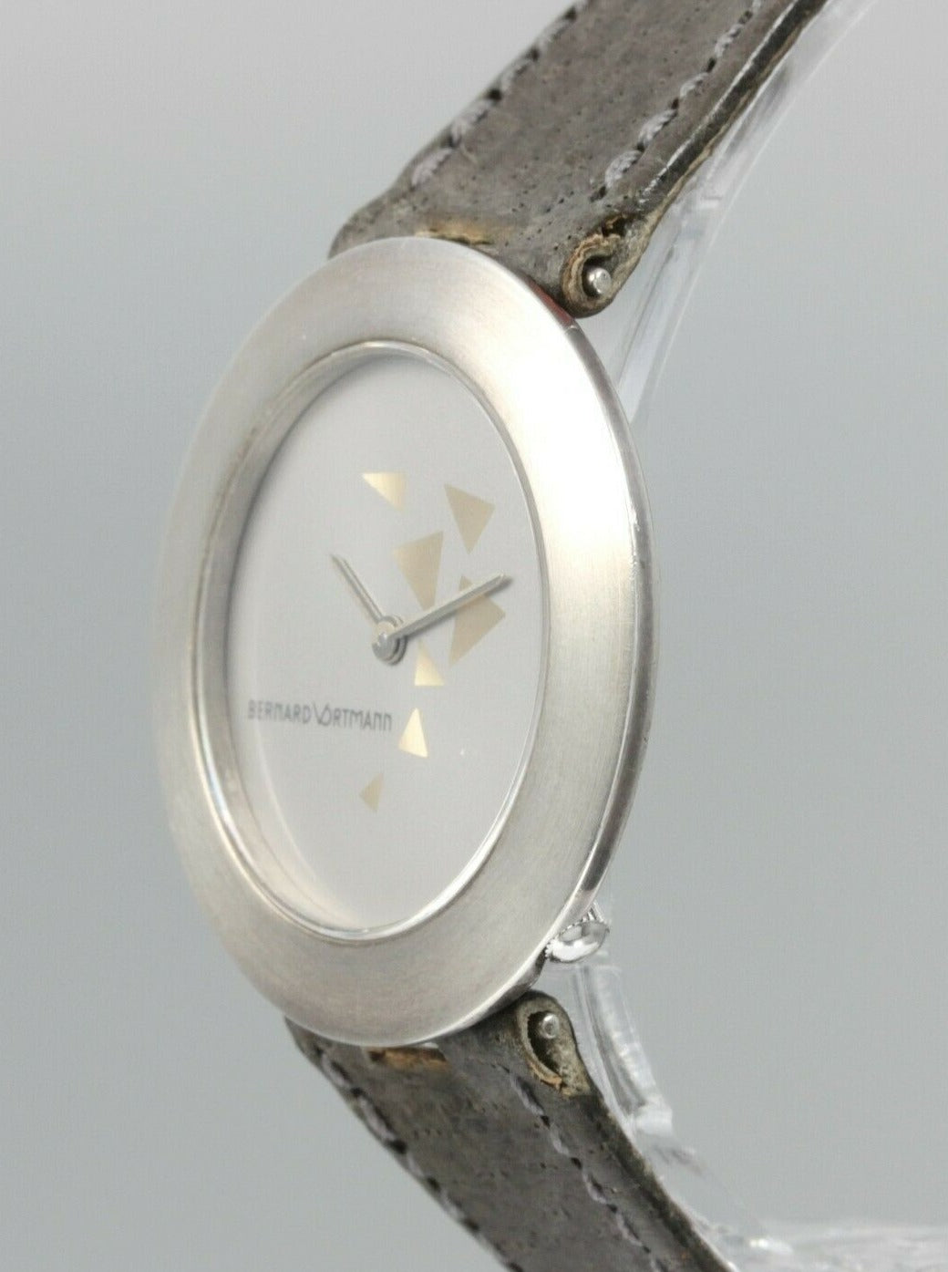 BERNARD VORTMANN Designer DAMENUHR medium hellgrau | 925er Sterling Silber | NOS