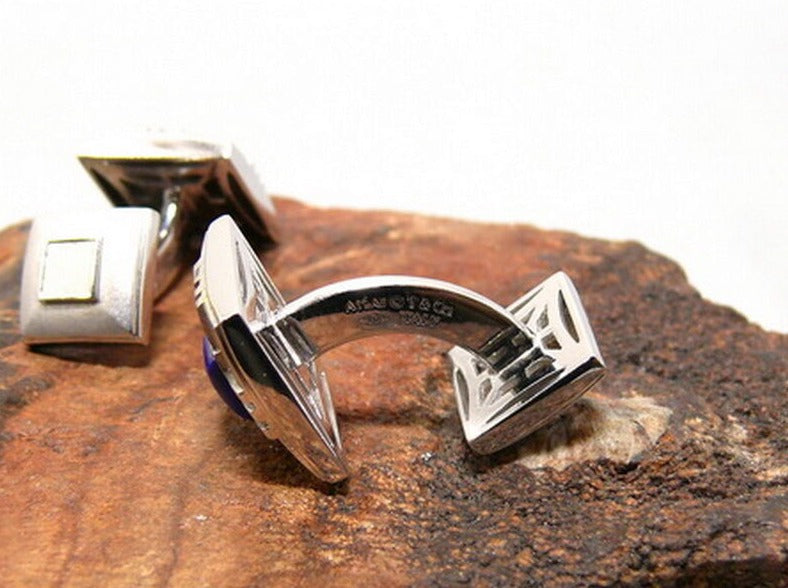 TIFFANY & Co. " Atlas " MANSCHETTENKNÖPFE / CUFFLINKS mit LAPIS | 750er Weißgold