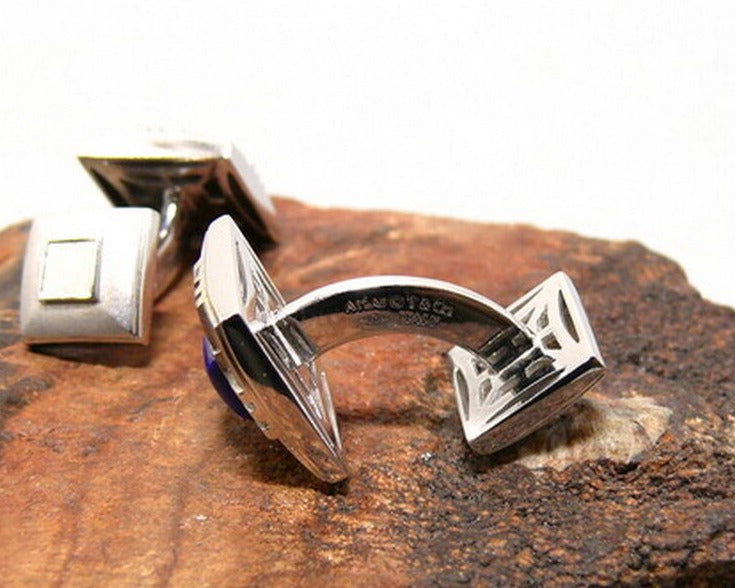 TIFFANY & Co. " Atlas " MANSCHETTENKNÖPFE / CUFFLINKS mit LAPIS | 750er Weißgold