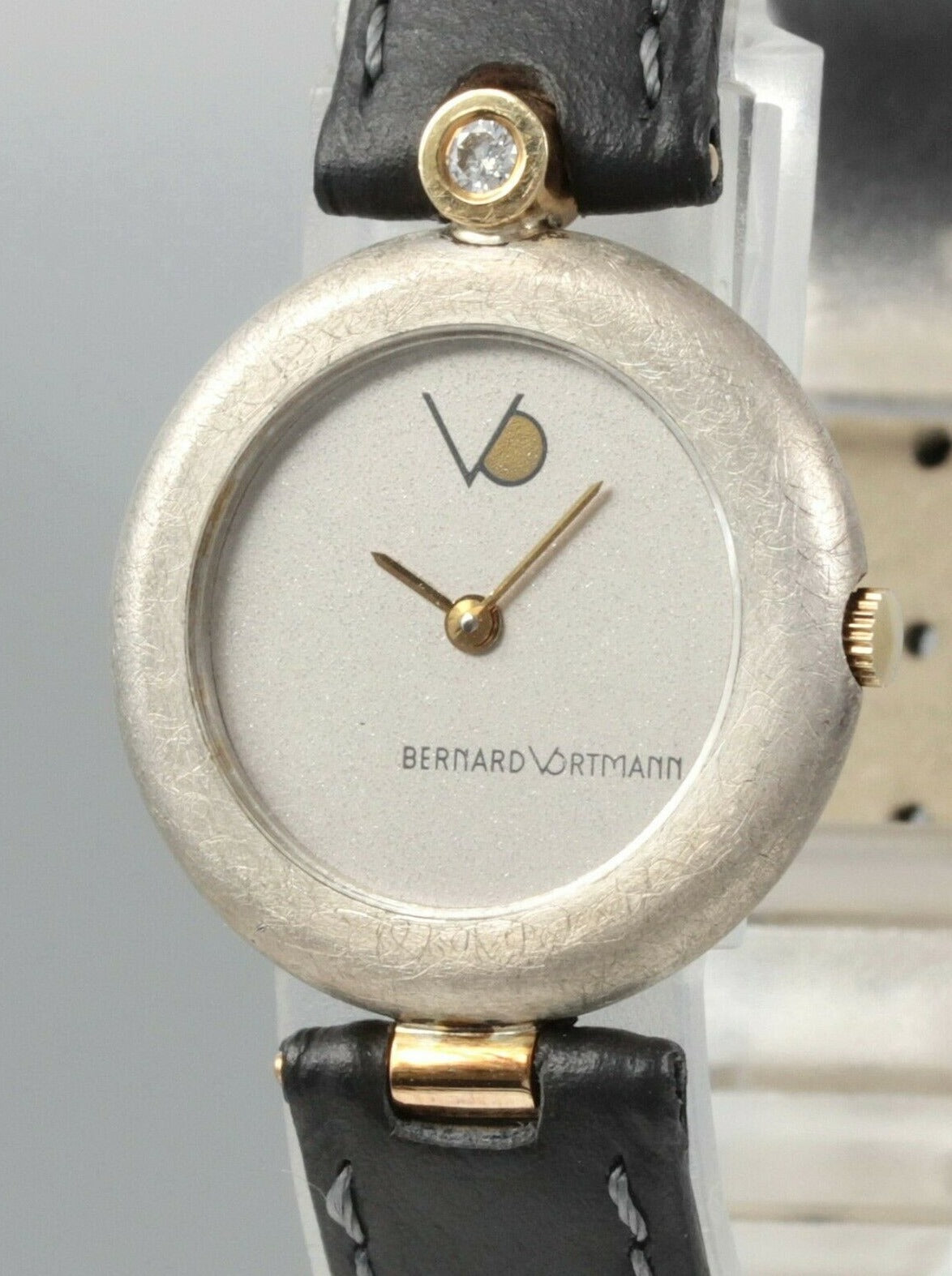 BERNARD VORTMANN Designer DAMENUHR mit BRILLANT | 925er Silber & Gold | NOS