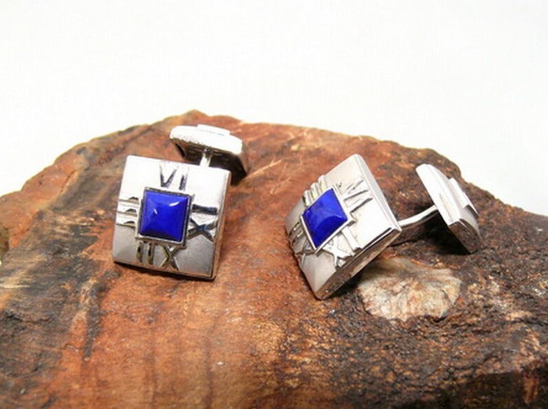 TIFFANY & Co. " Atlas " MANSCHETTENKNÖPFE / CUFFLINKS mit LAPIS | 750er Weißgold