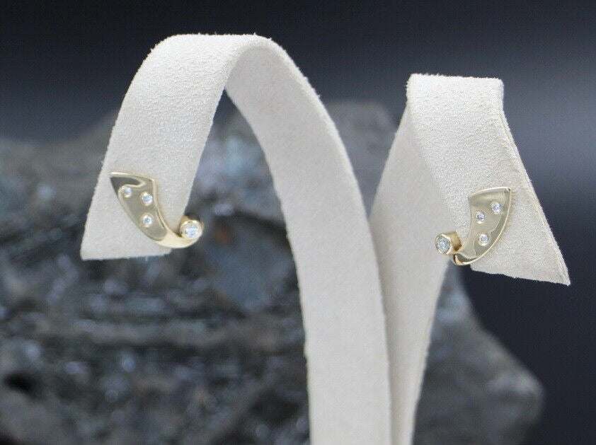 Zarte OHRSTECKER mit 8 BRILLANTEN | 585er Gelbgold