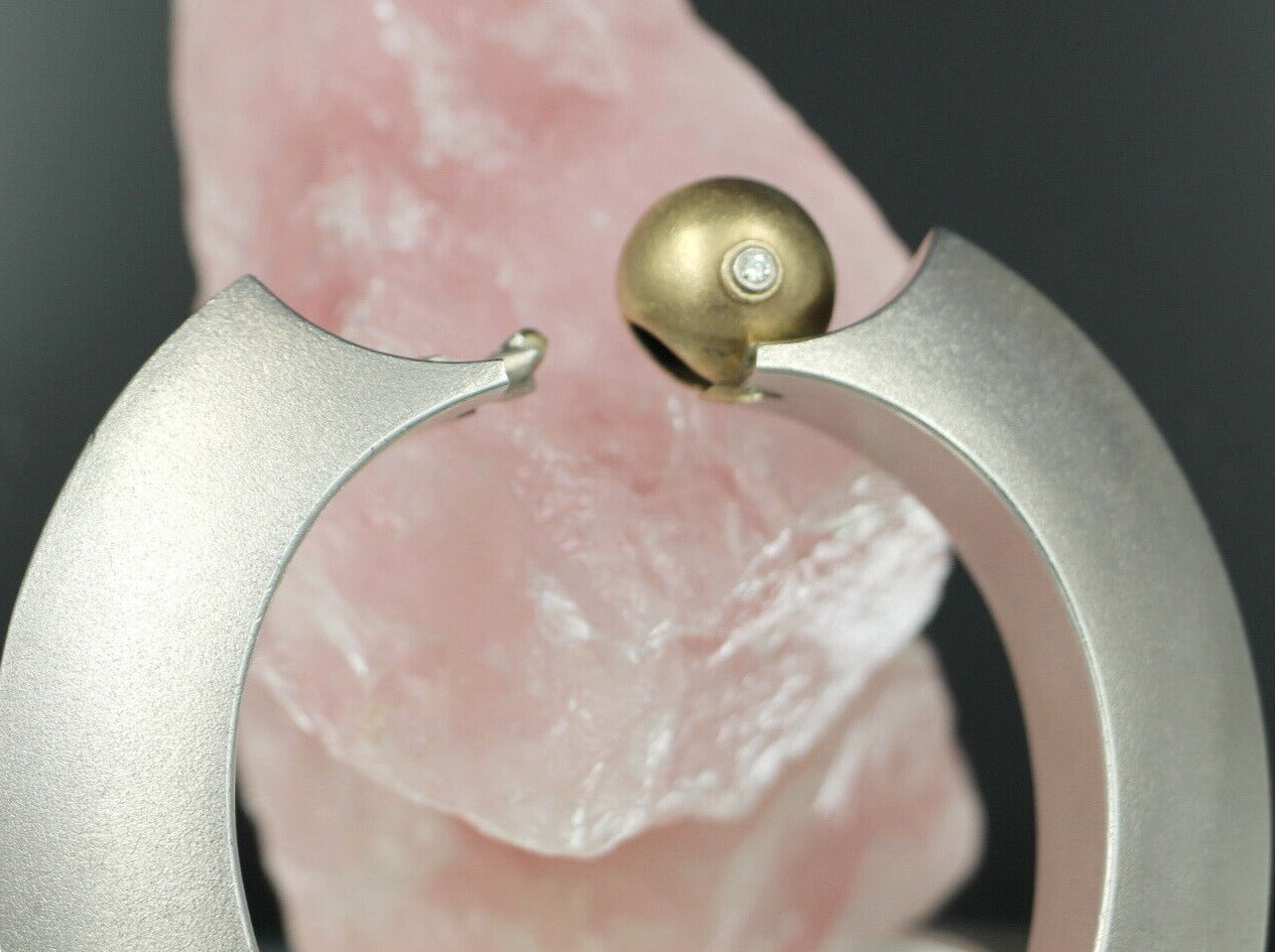MIKE MASCHER Goldschmiede XL ARMREIF mit DIAMANTEN | 925er Silber & 750er Gold
