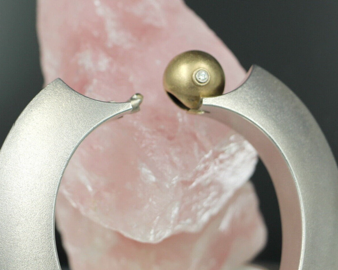 MIKE MASCHER Goldschmiede XL ARMREIF mit DIAMANTEN | 925er Silber & 750er Gold