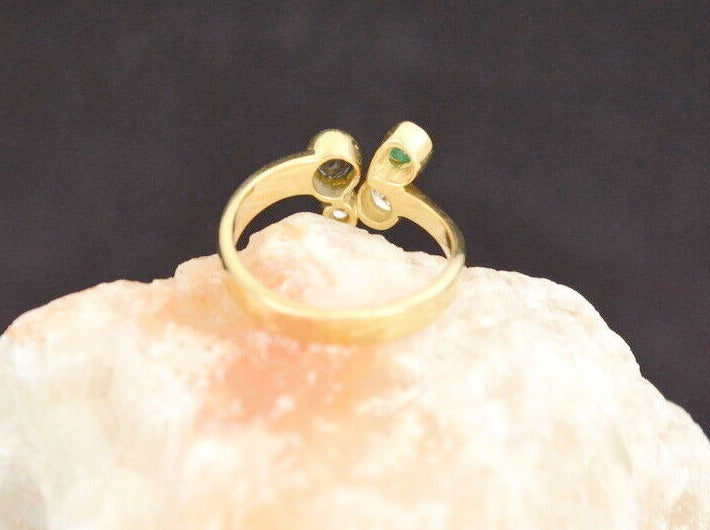 HENRICH & DENZEL Designer RING mit BRILLANTEN, SAPHIR und SMARAGD | 750er Gold