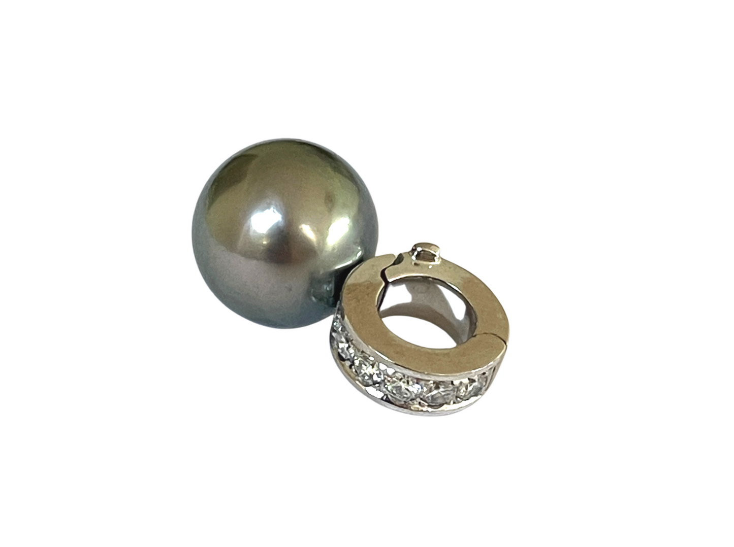 WEMPE Exklusiver ANHÄNGER / CLIP mit BRILLANTEN & TAHITIPERLE | 750 Weißgold
